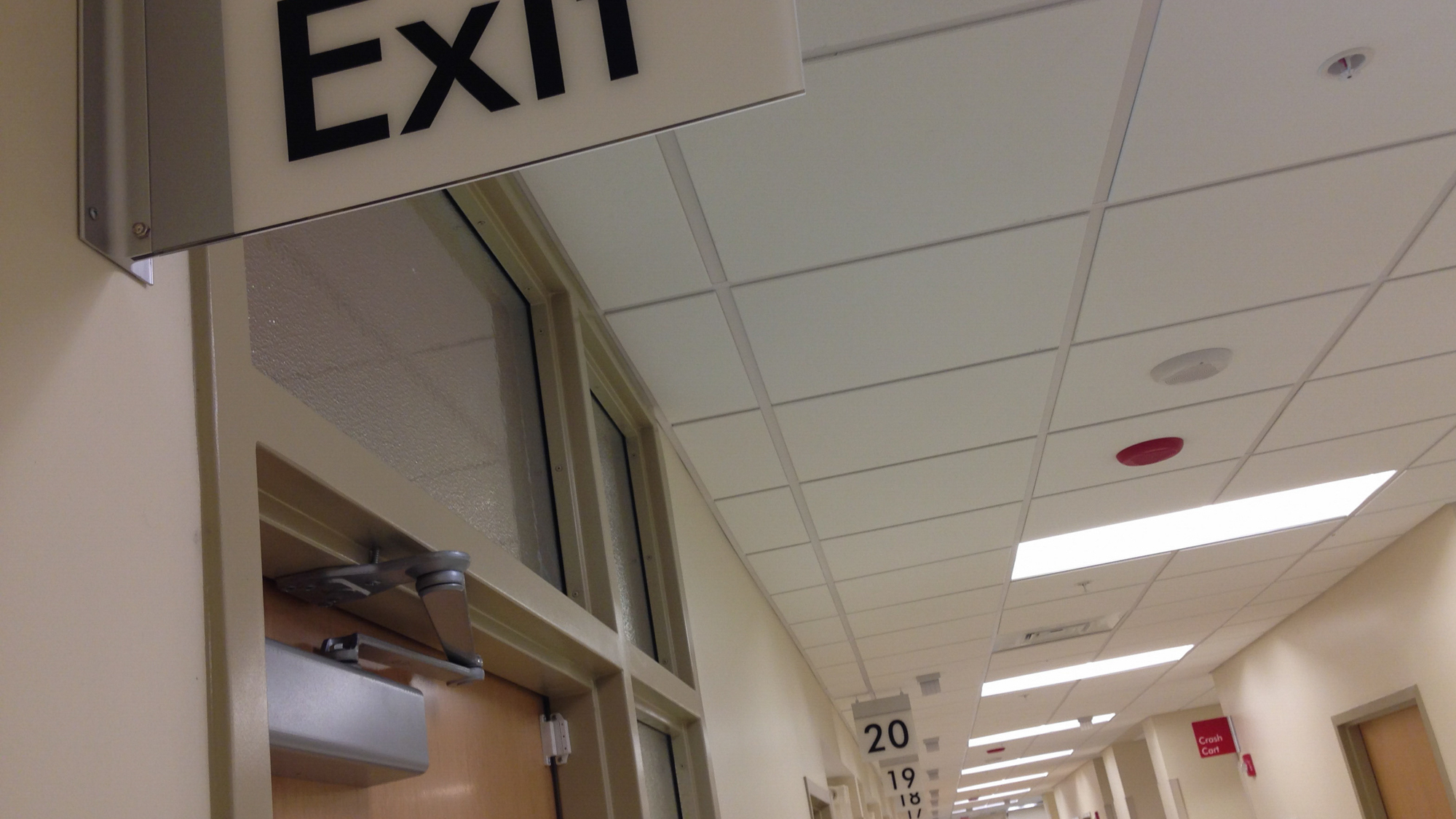 Exit sign in hospital