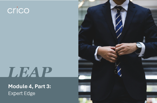 Picture of LEAP Module 4, Part 3 with man in suit near it