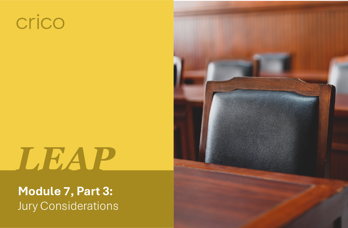 Picture of LEAP Module 7, Part 3 with courtroom seat near it